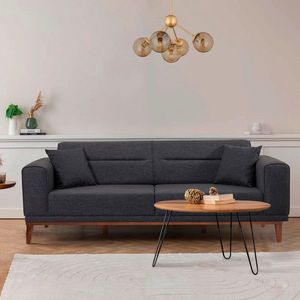 Canapea extensibila cu 3 locuri, Unique Design, 867UNQ1369, Lemn de carpen, Antracit imagine