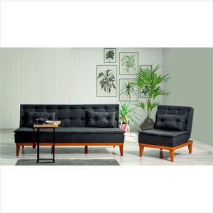 Set canapea extensibilă, Unique Design, 867UNQ1602, Lemn de carpen, Antracit imagine