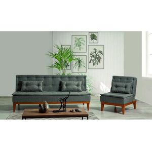 Set canapea extensibilă, Unique Design, 867UNQ1605, Lemn de carpen, Gri inchis imagine