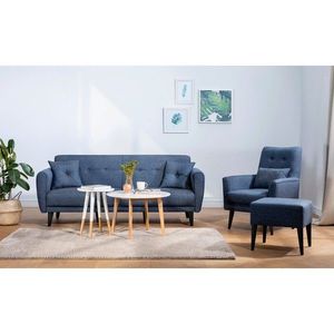 Set canapea extensibilă, Unique Design, 867UNQ1688, Lemn de carpen, Albastru navy imagine