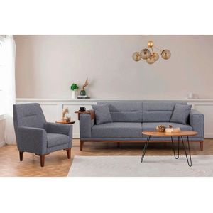 Set canapea extensibilă, Unique Design, 867UNQ1673, Lemn de carpen, Gri inchis imagine