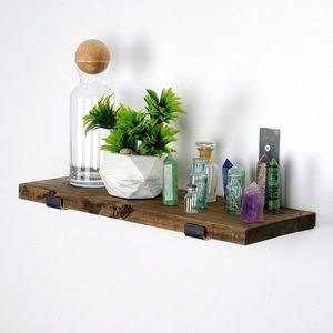 Raft de perete LAM007, Evila Originals, 40x14x16 cm, lemn de molid, maro/negru imagine