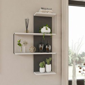 Raft de perete Cambel, Kalune Design, 64x19x96 cm, alb/antracit imagine