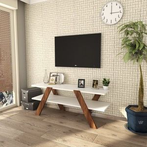 Comoda TV Basic, Almaren, 120x33.1x45 cm, alb/natural imagine