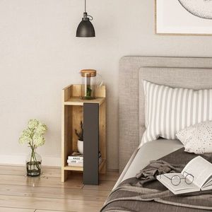 Noptiera Elos, Decortie, 25x27x60 cm, partea stanga, natural/antracit imagine