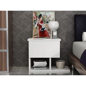 Noptiera Yasso, Decorotika, 46.8x33x36.8 cm, alb imagine
