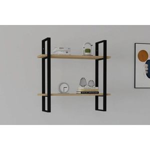 Raft de perete, Asse Home, 70x22x70 cm, PAL melaminat, natural/negru imagine