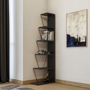 Biblioteca Tlos, Kalune Design, 50x22x150 cm, antracit/negru imagine