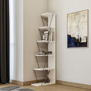 Biblioteca Tlos, Kalune Design, 50x22x150 cm, alb/negru imagine