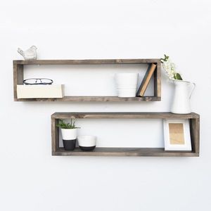 Raft de perete 2 piese Aa007, Evila Originals, 70x20x24 cm, lemn de molid, maro imagine