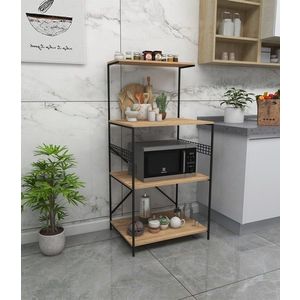 Dulap de bucatarie Anemon, Kalune Design, 60x45x124 cm, natural/negru imagine