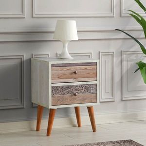 Noptiera Malmo, Kalune Design, 40x35x55 cm, alb/natural imagine