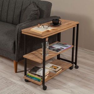 Masuta multifunctionala cu roti Melin, Sapphire, 70x76x63 cm, natural/negru imagine