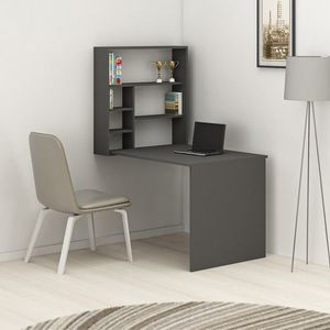 Birou cu raft de perete Sedir, Arnetti, 59x90x74 cm, PAL, antracit imagine