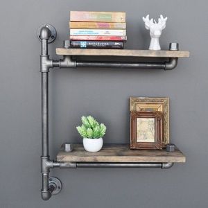 Raft de perete Boruraf, Evila Originals, 60x13x47 cm, lemn de molid, maro/negru imagine