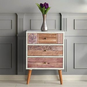 Comoda Liza, Kalune Design, 50x35x68 cm, alb/natural imagine