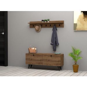 Set cuier si pantofar Rupa, Puqa Design, 113x35x48.5 cm / 113x15.8x20 cm, PAL, maro imagine