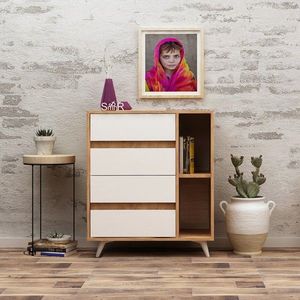 Comoda Tsela, Mod Design, 70x40x86 cm, natural/alb imagine