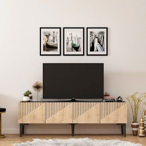Comoda TV Draw, Olivia, 154x37x45 cm, natural/negru imagine