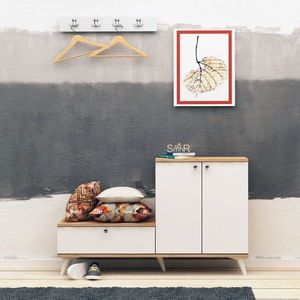 Set cuier si pantofar Evva, Mod Design, 120x30x76 cm / 60x15 cm, PAL, natural/alb imagine