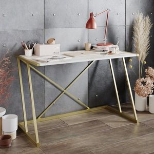 Birou Anemon, Hadley, 120x60x75 cm, PAL, alb/auriu imagine