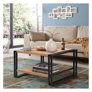 Masuta de cafea Cosmo Arena, Sapphire, 70x70x40 cm, natural/negru imagine