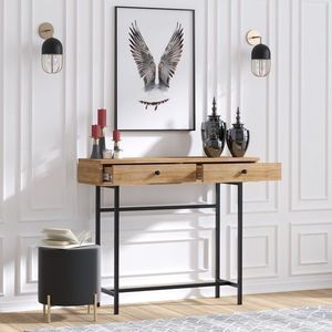Consola Esta, Elegance, 100x35x86 cm, natural/negru imagine