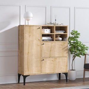 Bufet Ewa, Elegance, 100x35x125 cm, argintiu/natural imagine