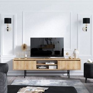 Comoda TV Matias, Elegance, 180x50x40 cm, natural/negru imagine