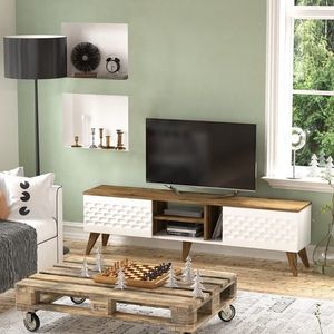 Comoda TV Egg, Zena Home, 180x35x53 cm, alb/natural imagine
