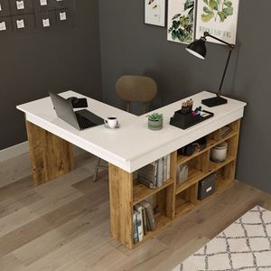 Birou CT5 - AW, Locelso, 129x120x72 cm, PAL, natural/alb imagine