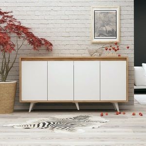 Bufet inferior Shans, Mod Design, 140x40x86 cm, natural/alb imagine