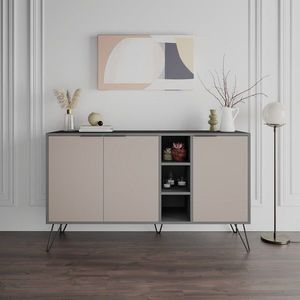 Bufet inferior Clara, Decortie, 142x35.6x83 cm, antracit/light mocha imagine