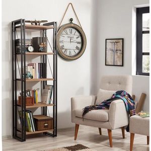 Biblioteca Cosmo Penta, Sapphire, 60x35x180 cm, natural/negru imagine