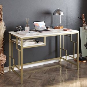 Birou Victory, Hadley, 120x60x75 cm, PAL, auriu/alb imagine