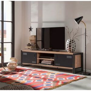Comoda TV Cosmo Rex, Sapphire, 180x45x50 cm, natural/negru imagine