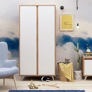 Dulap pentru haine Ajumma, Mod Design, 100x52x187 cm, natural/alb imagine