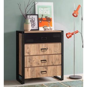 Comoda Cosmo Luna, Sapphire, 90x40x100 cm, natural/negru imagine