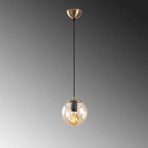 Lustra, Efe - 2151, Tatum, 15 x 15 x 110 cm, 1 x E27, 40W, galben/aramiu antic imagine