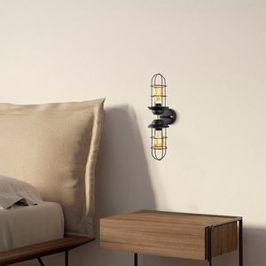 Aplica de perete, Mahoni - 13207, Fulgor, 12 x 20 x 51 cm, 2 x E27, 40W, negru imagine
