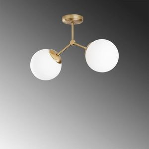 Lustra, Damar - 6332, Opviq, 44 x 15 x 28 cm, 2 x E27, 40W, galben/alb imagine