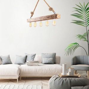 Lustra, Erebos - 106-AV, Lustro, 100 x 7 x 53 cm, 5 x E27, 40W, natural imagine