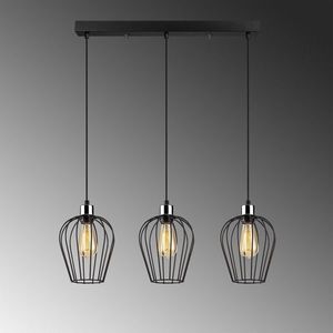 Lustra, Tel - 6701, Opviq, 70 x 20 x 115 cm, 3 x E27, 40W, negru imagine
