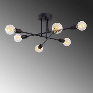 Lustra, Flower - 174-AV, Sheen, 64 x 64 x 30 cm, 6 x E27, 40W, negru imagine