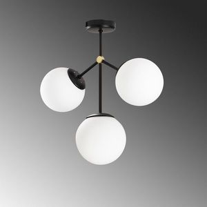 Lustra, Damar - 6336, Opviq, 43 x 15 x 43 cm, 3 x E27, 40W, negru/alb imagine