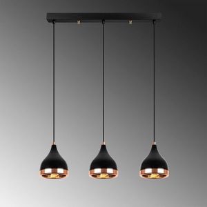 Lustra, Yildo - 7041, Opviq, 65 x 14 x 31-111 cm, 3 x E27, 40W, negru/cupru imagine