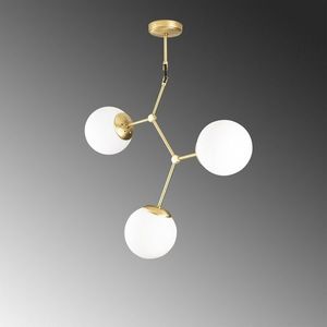 Lustra, Damar - 6317, Opviq, 55 x 15 x 65 cm, 3 x E27, 40W, galben/alb imagine