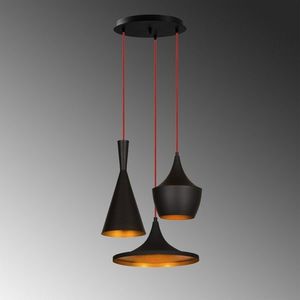 Lustra, Elmas - 3556, Opviq, 51 x 130 cm, 3 x E27, 40W, negru/auriu imagine