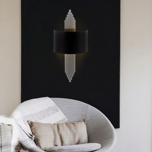 Aplica de perete, 618 - A, Opviq, 75 x 10 x 22 cm, 1 x E27, 40W, negru/argintiu imagine