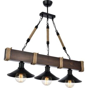 Lustra, Kutuk 3Lu Ceviz Avize, Beacon, 70 x 20 x 75 cm, 3 x E27, 60W, maro/negru imagine